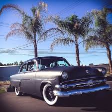 1954 Ford Customline With Black Steels Spider Caps And Firestones American Classic Cars Black Steel Wheels Classic Cars Trucks