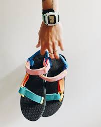 Journeys Teva Universal Sandal Teal Pink Orange Yellow Photo Credit Caseyandthesunshinegang Color Block Sandals Teva Block Sandals