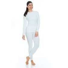 Thermajane Womens Ultra Soft Thermal Underwear Long Johns Set With Fleece Lined X Small White