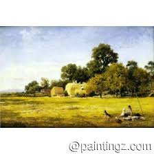 Making a Hay Rick, Whittington by Benjamin Williams Leader Reproduction  Painting for Sale