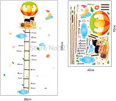 Us 6 71 15 Off Fundecor Hot Air Balloon Cartoon Childrens Room Height Ladder Growth Chart Wall Stickers Decals Decor Removable 6766 In Wall