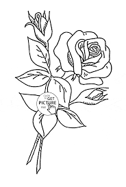 Rose With Buds Coloring Page For Kids Flower Coloring Pages Printables Free Wuppsy Com Flower Coloring Pages Coloring Pages Flower Drawing