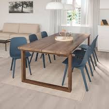 Get high level of information! Morbylanga Odger Oak Veneer Blue Table And 6 Chairs Ikea In 2020 Dining Table Design Dining Table Chairs Repurposed