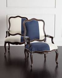 Ul Li Exclusively Ours Li Li Handcrafted Chairs Li Li Set Includes Michael Chair With Broad Indigo Stripe Bergere Chair Furniture Handcrafted Chair
