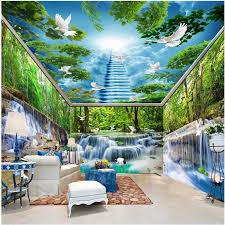 Tetapi dengan tidak gambar gambar lukisan mempunyai model yang cocok dengan setiap orang yang dipaki. Wall Wallpaper Custom Forest Falls Lake Pigeon Smallpox Whole Room Background Modern Mural For Living Large Wall Paintings Custom Photo Wallpaper Modern Mural