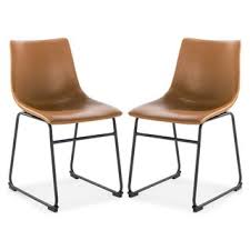 Poly And Bark Brinley Dining Chair Set Of 2 Tan Beige Leather Dining Chairs Faux Leather Dining Chairs Tan Dining Chair