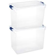 Shuter hanging bins are made of industrial duty pp plastic that is grease nesting bins snap securely together horizontally and vertically to allow you to create flexible storage options. Homz Heavy Duty Modular Clear Plastic Stackable Storage Tote Containers With Latching And Locking Lids 112 Quart Capacity 2 Pack Target