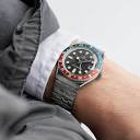 Q Timex GMT Swiss Movement Stainless Steel Blue Red Bezel 38mm ...