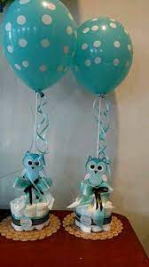 Mas Y Mas Manualidades 15 Increibles Centros De Mesa Para Un Baby Shower Azul Owl Baby Shower Baby Shower Centerpieces Boy Baby Shower Centerpieces