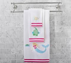 Each of the adorable kids towel sets includes 1 large kids bath towel and 1 matching kids washcloth. Under The Sea Mermaid Kids Bath Towel Pottery Barn Kids