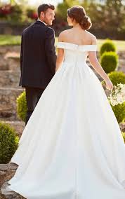 Simple Ballgown Wedding Dress With Off The Shoulder Sleeves Ball Gown Wedding Dress Wedding Dresses Wedding Dresses Simple