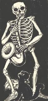 Vintage Halloween Skeleton Band Saxophone Favorites Pumpkin Drawing Vintage Halloween Vintage Halloween Images