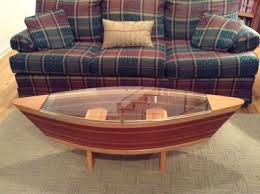 5ft Redwood And Cherry Canoe Coffee Table Removable Glass Top For Shadow Box Display Boat Shelf Cool Coffee Tables Coffee Tables For Sale