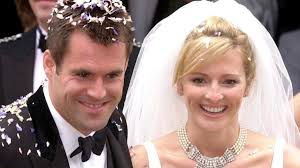 Gabby Logan looked divine in cascading bridal dress and pearl choker