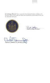 Maine Certificate of Ascertainment 2012