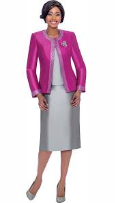 Terramina 7637 Fuchsia Womens Church Suit With Embellished Trim On Jacket