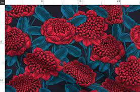 This accent leather is perfect for fall. Colorful Fabrics Digitally Printed By Spoonflower Red Waratah Flowers Spoonflower Fabric Red Spoonflower Fabric