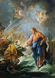 18 a strong wind was blowing and the waters grew rough. Jesus Walking On Water Wikipedia
