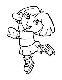 Dora Playing Ice Skates On Winter Coloring Page Download Print Online Coloring Pages For Free Dora Coloring Coloring Pages Online Coloring Pages