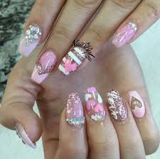 Pink Nail Art Design Valentine S Day Nails Swarovski Crystals 3d Nail Art Valentines Nail Art Designs Nail Designs Valentines Valentine Nail Art