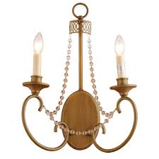 Hampton Bay Estelle 2 Light Champagne Sconce Hd13811w2chpc The Home Depot Sconces Wood Sconce Wall Sconces