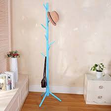 Garwarm 8 Hooks Creative Simplicity Solid Wood Floor Finish Entryway Standing Coat Rack Hall Tree Hat Hanger Holder With Tripod Base For Jacket Clothes Scarves
