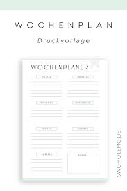 Wochenplan Druckvorlage Minimal Green Hochformat Swomolemo Wochen Planer Planer Planer Vorlagen