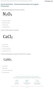 Journal of chemical education 69(8) naming and writing simple inorganic chemicalformulas module and text with worksheets. Quiz Worksheet Chemical Nomenclature Inorganic Compounds Study Com