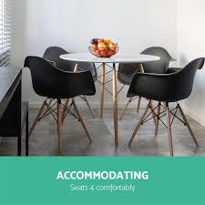 The theo round dining table is a modern sculptural piece with a clean, sophisticated look. Artiss Dining Table 4 Seater Round Replica Dsw Eiffel Kitchen Timber W