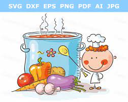 Cooking Kid Clipart. Cartoon Little Chef With a Giant Boiling - Etsy Israel