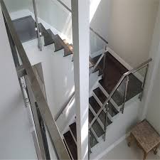 Many state building codes only require that residential handrails be present on one side of the staircase. Best Price Side Mount Post Glass Railing For Stairs