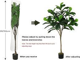 Buy Viagdo Artificial Fiddle Leaf Fig Tree 5ft Tall 66 Decorative Faux Fiddle Leaves Fake Fig Silk Tree In Pot Artificial Tree For Home Office Living Room Bathroom Corner Decor Indoor Online