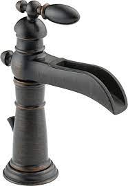 Flg oil rubbed bronze brass black wash bathroom basin faucet with waterfall mixers taps. Delta Faucet Victorian Bronze Bathroom Faucet Single Hole Bathroom Faucet Waterfall Faucet Single Handle Metal Drain Assembly Venetian Bronze 554lf Rb Touch On Bathroom Sink Faucets Amazon Com