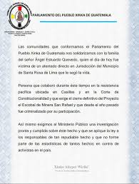 Sismo en lima, últimas noticias: Xinka People S Parliament Denounces The Murder Of Environmental Activist Angel Estuardo Quevedo Nisgua