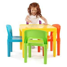 Humble Crew Playtime 5 Piece Vibrant Colors Kids Table And Chair Set Tc911 The Home Depot Childrens Table Kid Table Kids Table And Chairs