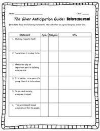 Pre Reading Activity For The Giver By Jessica Collett Tpt