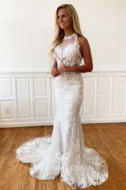 Exclusivebeach wedding dresses short mermaid bridal dress halter open back lace pleated knee length wedding gowns for summer. Halter Neck Sleeveless Lace Mermaid Spring Bridal Dress Vq