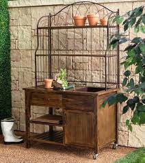 Old Potting Bench With Sink And Water Plus Storage On Wheels Plus Metal Top Rack Shelf Ideas Potting Bench With Sink Rustic Potting Bench Outdoor Potting Bench