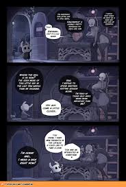 cumbread, iselda (hollow knight), knight (hollow knight), hollow knight,  absurdres, highres, 1boy, 1girl, ?, arthropod girl, bent over, blush,  breast press, breasts, breath, colored skin, english text, gre-cloak,  heart, heavy breathing, horns,