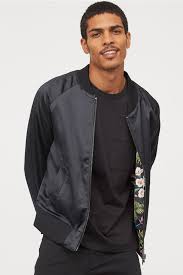 Reversible Bomber Jacket Black Floral Men H M Us Mens Outfits Dressy Bomber Jacket Blue Jackets Outfits
