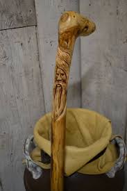 How To Carve A Woodspirit In A Hiking Stick Walking Cane Carved Wood Spirit Face Cane By Creationcarvings Wood Hiking Stick Walking Sticks Walking Canes