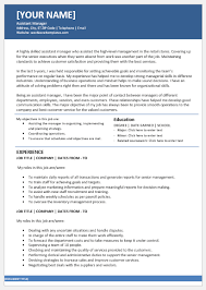 assistant manager resumes for ms word