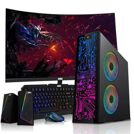 Restored HP G2 Desktop Computer PC,Intel Core i3,8GB Ram,256gb Ssd,24 Inch Curved Monitor,RGB Speaker,RGB Keyboard with AI-Enabled Copilot Key Mouse