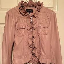 Montanaco Faux Leather Jacket Pink Ruffles Sz S Leather Jacket Faux Leather Jackets Jackets