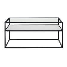 The modern glass coffee table is considered to be the most important centre piece in the living room and to make an impressive interior design statement. Walker Edison Rectangular Modern Tempered Glass Coffee Table White Faux Marble Black Concrete Bb40swictwmdc Best Buy