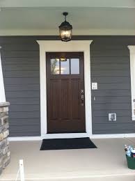 Front Door With Windows Blue Color Of House With White Trim Brown House Exterior Front Doors With Windows House Colors