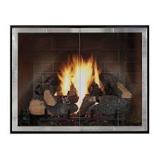 Plow & hearth east bay fireplace hearth screen with double doors, scrollwork and trellis design, matte black with copper/golden highlights (small). Moderne Slim Zc Fireplace Glass Door Woodland Direct