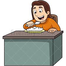 Woman Eating Rice Cartoon Vector Clipart Friendlystock Cartoons Vector Clip Art Free Vector Illustration