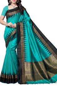 Bring out the true diva in you and reinvent your true self. Bright Turquoise Black Pure Dupion Tussar Silk Saree Bhagalpur Revisited Shop Online At Ethnickart India S Best Ethnic Weares Wares