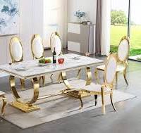 Amazon.com: Juego de mesa de comedor de mármol de lujo de 7 ...